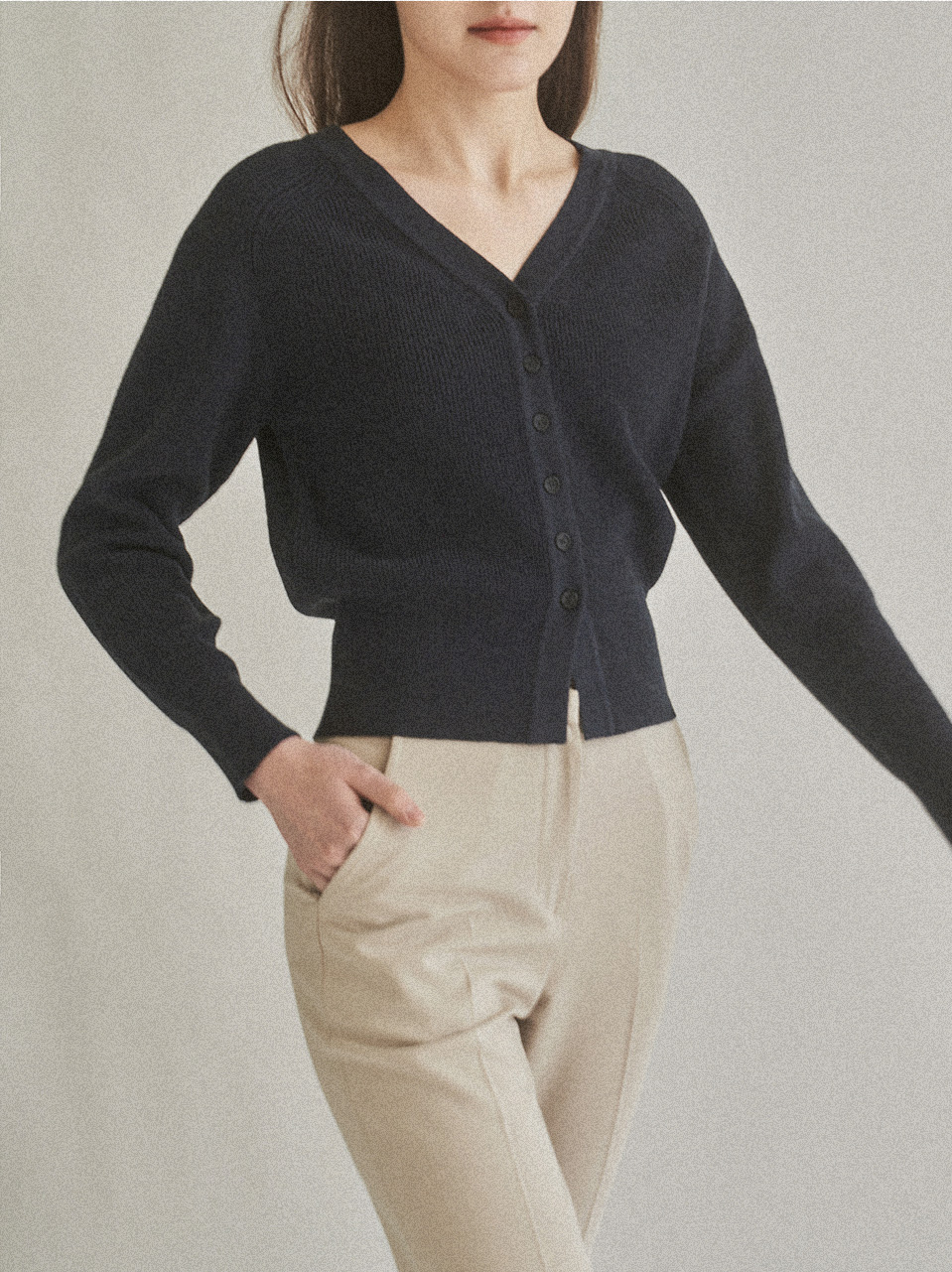 RENEE RIBBED CARDIGAN_NAVY