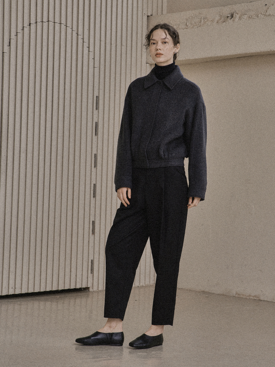 TUCK TWILL PANTS_BLACK