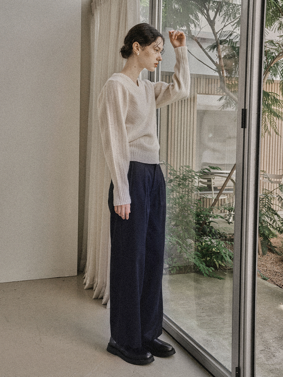 TUCK TWILL PANTS_NAVY