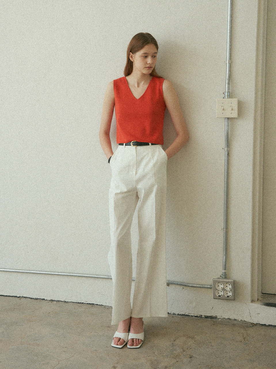 SEMI WIDE COTTON LINEN PANTS_IVORY