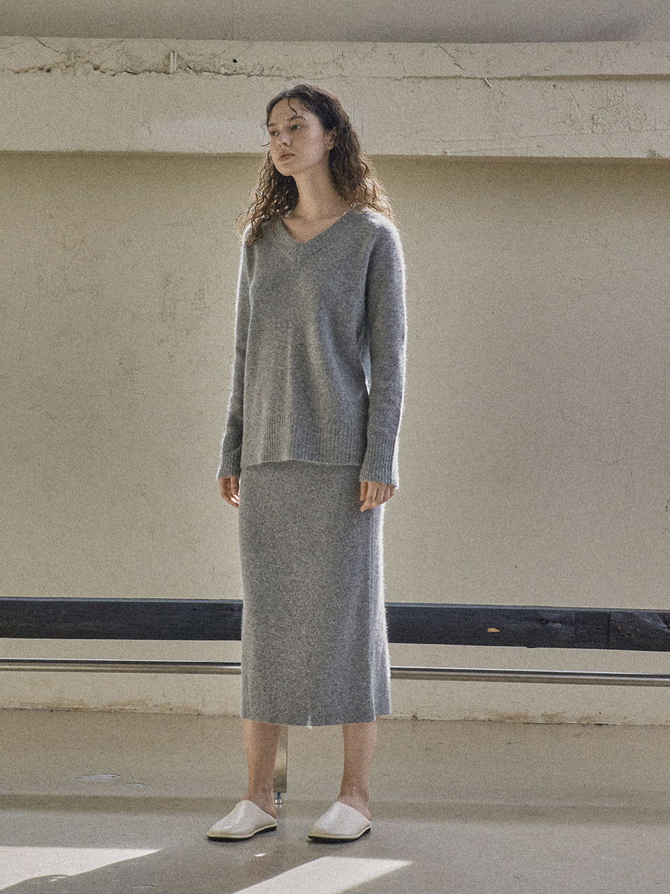 WOOL H SKIRT_GREY