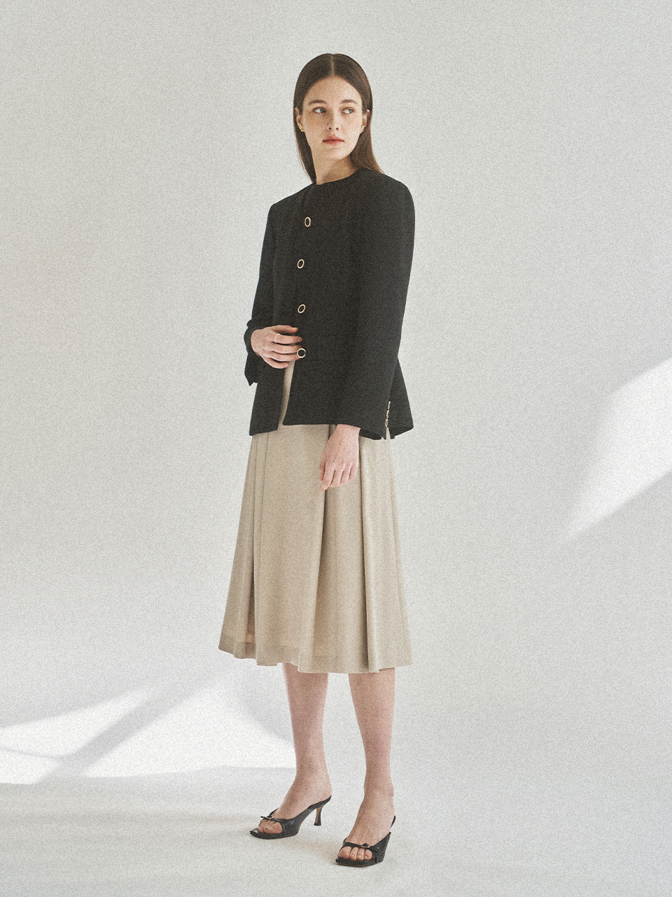 DREA PLEATS SKIRT_BEIGE